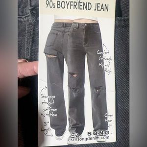 S. O. N. G. AUTHENTIC COLOR Black DENIM 90s BOYFRIEND JEAN inseam 31” 3/26 NWT
